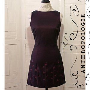 Anthropologie Weston Wear Dress Floral Prune Clubwear Evening